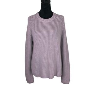 Quince Organic Cotton Fisherman Crew Sweater Vintage Rose Women's Large